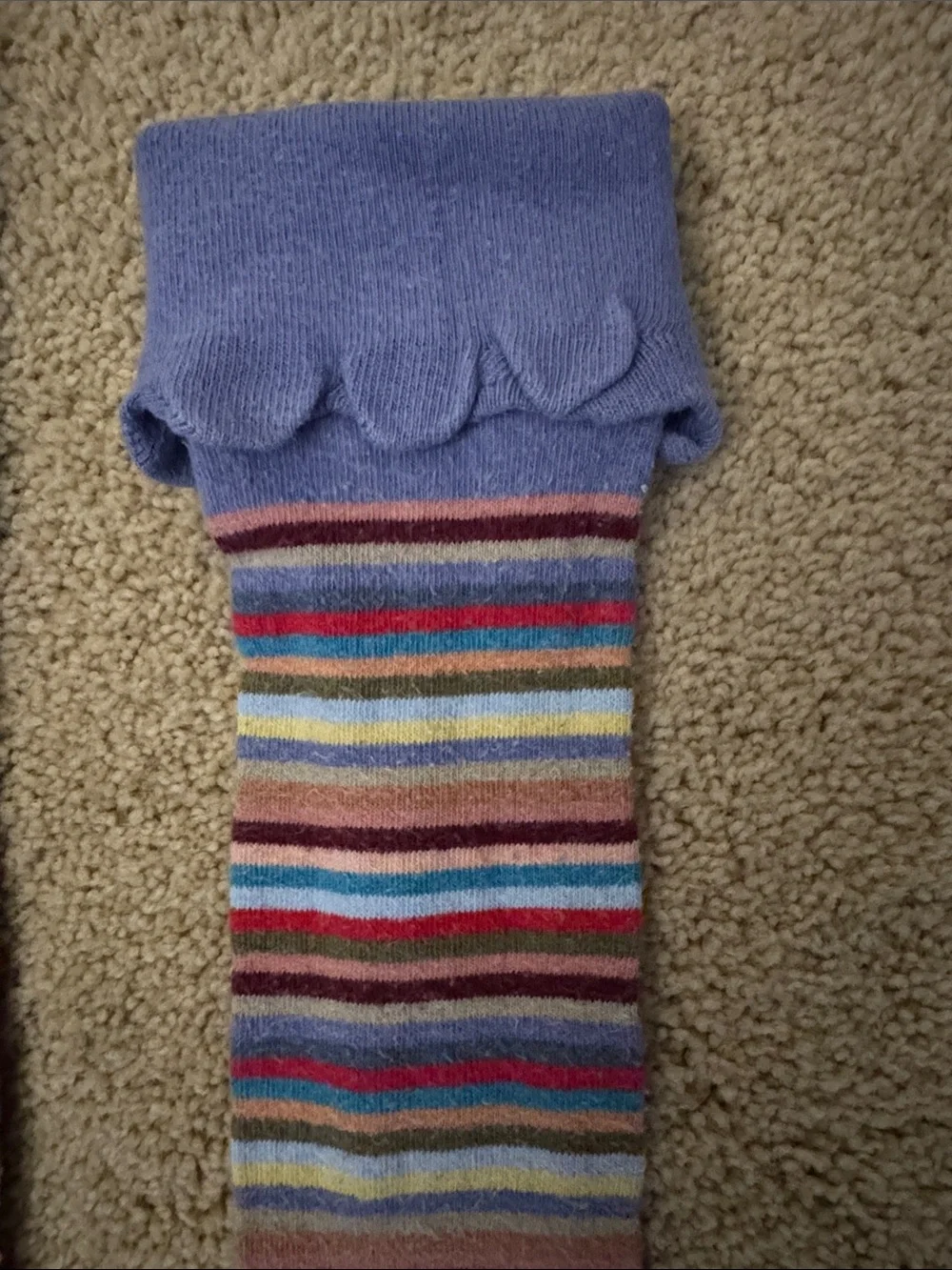 MacKenzie-Childs Vintage Striped Over-the-Knee Socks in Lavender and Multicolor